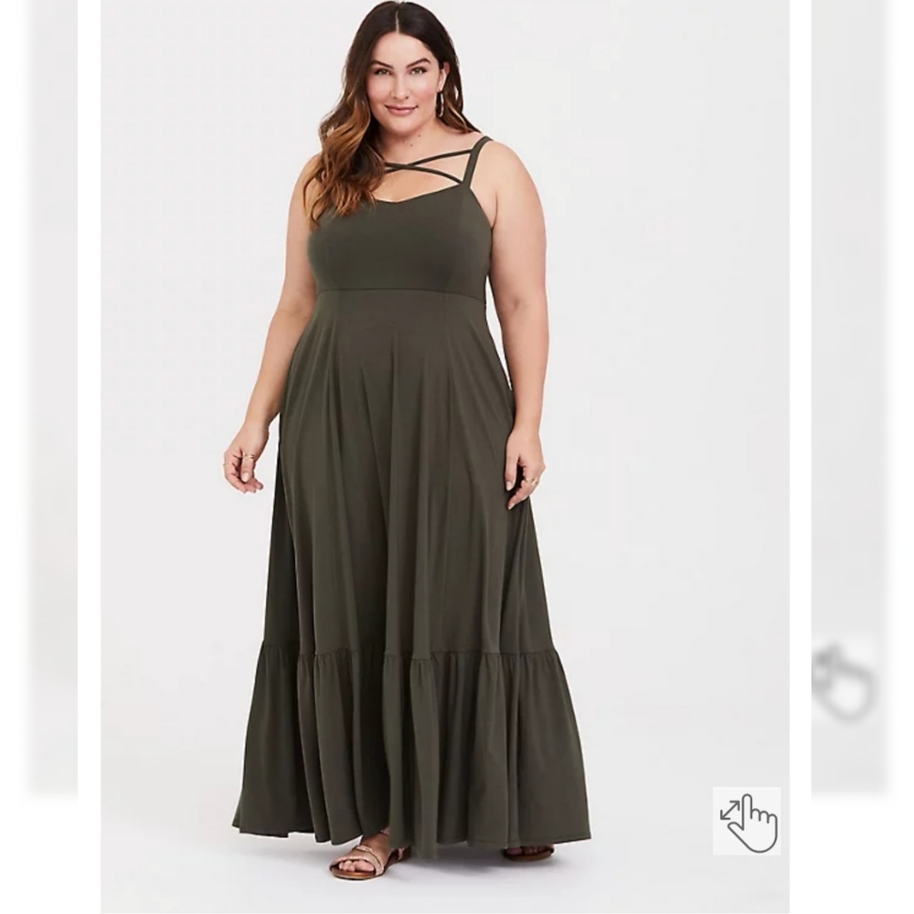 Torrid Criss-Cross Jersey Shirred Maxi Dress